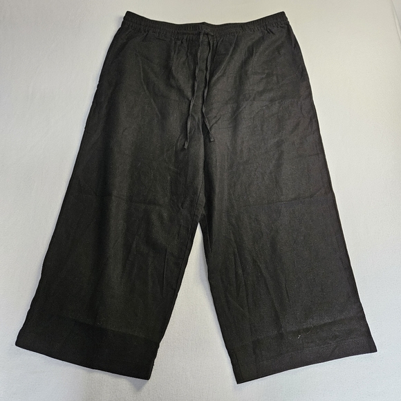 DKNY pure. LINEN VISCOSSE BLEND Black Casual Drawstring Pants - Picture 1 of 8